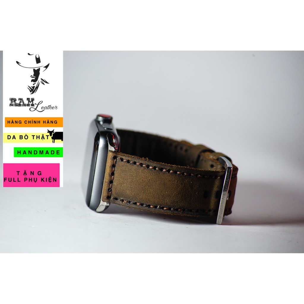 Dây Apple Watch , iWatch , iphone Watch da bò nâu đất RAM Leather classic 1950