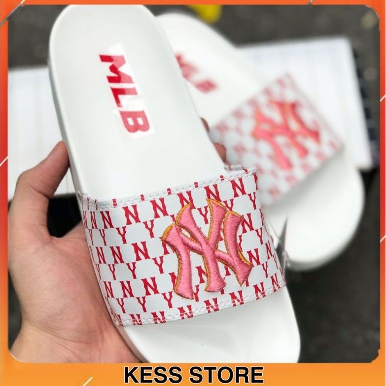 Dép Unisex 𝐌𝐋𝐁 màu trắng hồng Cao Cấp Nam Nữ - Tặng Kèm Hộp