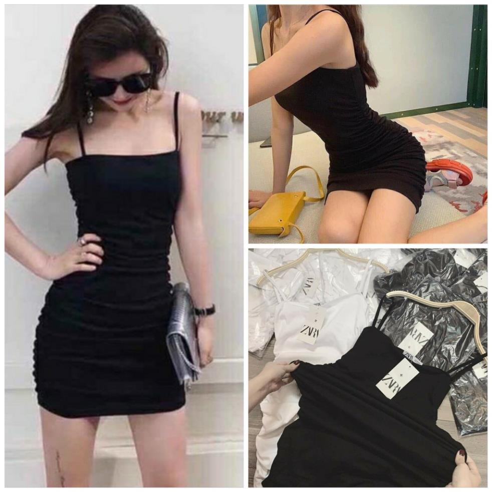 Váy body, đầm body 2 dây dúm eo ♥️ Đầm 2 dây sexy phong cách Hàn Quốc - NhimShop HD04 . ་ ,