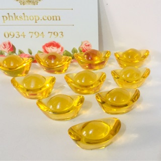 Combo 10 kim nguyên bảo 2.5 cm thỏi vàng pha lê cao cấp phong thủy