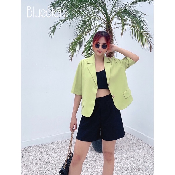 Blazer ngắn tay mặc hè chất thích dáng croptop rộng Hàn Quốc | BigBuy360 - bigbuy360.vn