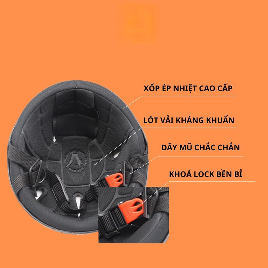 Mũ bảo hiểm phượt nửa đầu Amby Helmet kèm họa tiết trang trí