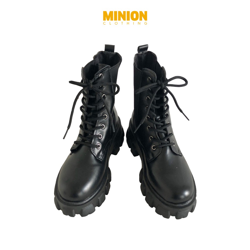 Giày boots Minion Clothing cổ cao, đế độn 5cm phong cách Ulzzang Streetwear G2801