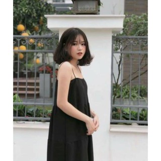 [SIÊU HOT] Đầm Maxi 2 Dây Đen ** Váy Nữ Chất Đũi 2s Hở Lưng **