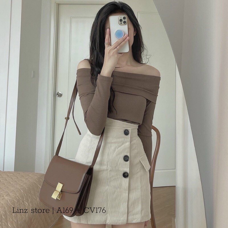 Chân Váy Nhung Chữ A Cạp Cao Vạt Chéo 3 Khuy Hot Trend C044 | BigBuy360 - bigbuy360.vn