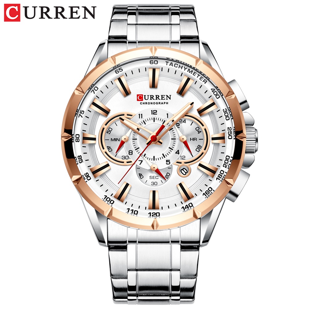 Đồng hồ CURREN 8363X nhiều kim thể thao thời trang quân đội bằng thép không gỉ chống thấm nước sang trọng cho nam