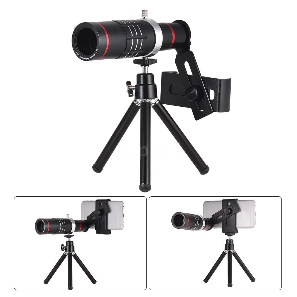 18X Optical Zoom Mobile Phone Telephoto Lens with Tripod for iPhone Samsung HTC Nokia Sony Black