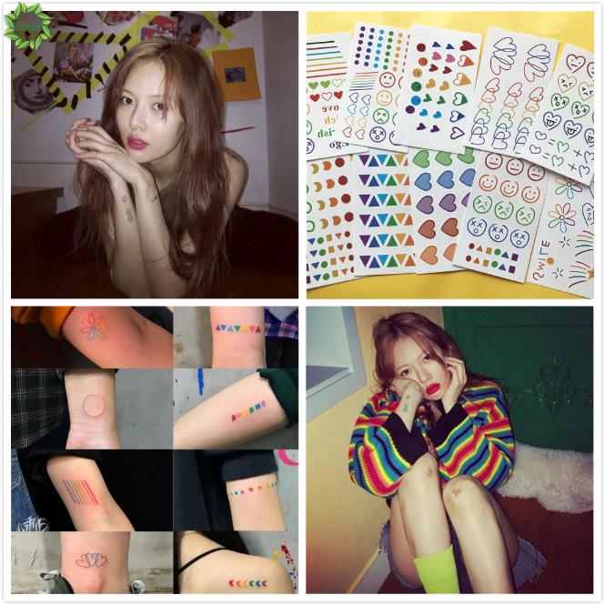 Hình xăm dán tạm thời hình trái tim mặt cười dễ thương thời trang mới