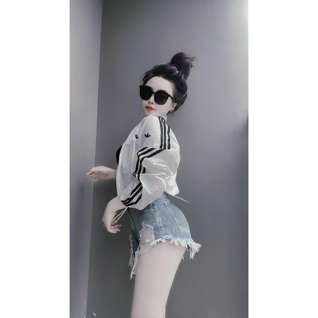 Khoác Dù Croptop Dáng Rộng Cánh Dơi Chun  Tay cổ Bẻ Sọc Vieenv Tay Bigsize