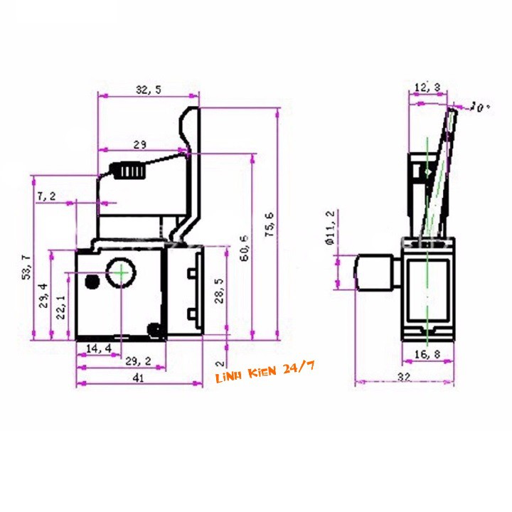 Công Tắc Máy Khoan Cò Máy Khoan Pin Khoan Điện FA2-41BEK 250VAC 6A