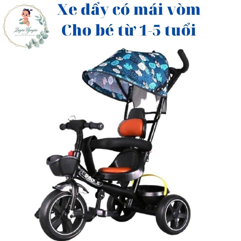 Xe đẩy 3 bánh có mái che bàn đạp ghế tựa cho bé, xe đẩy đa năng cho bé cao cấp chính hãng cho bé từ 1-5t