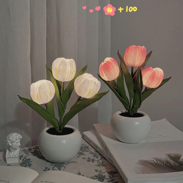 Đèn Ngủ Led Hình Hoa tulip Trang Trí Phòng Ngủ