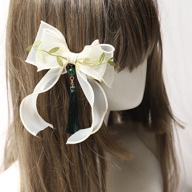 Kẹp Tóc Nơ Ruy Băng Phối Ren Hoa Hồng Nhân Tạo Phong Cách Lolita Ngọt Ngào Dành Cho Nữ