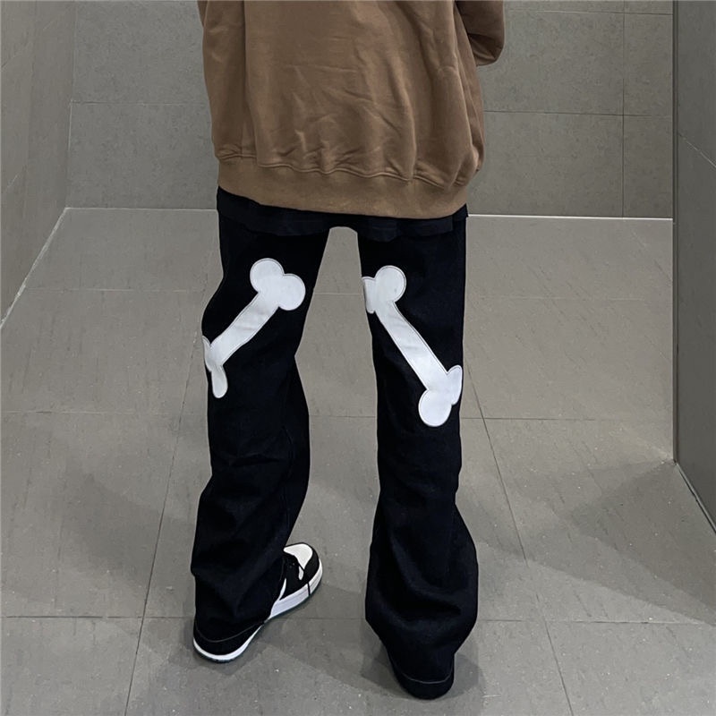 Quần Jean Ống Rộng Phong Cách hip hop Âu Mỹ Y2K Cá Tính