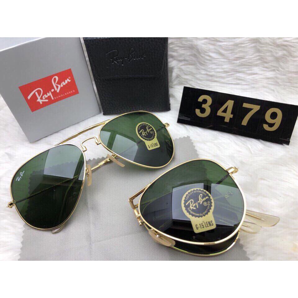 Kính mắt Rayban gập gọn gàng có 2 mầu (mầu trà+mầu xanh) Emã HX
