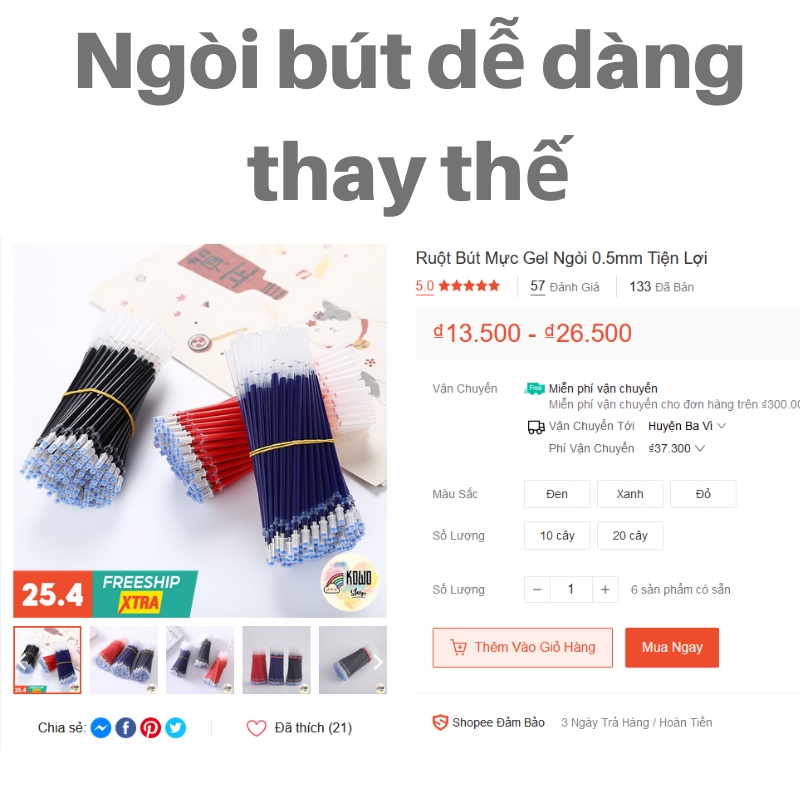 Bút bi nước văn phòng mực gel 0.5mm Heytabox mực đều nét chữ đẹp đủ màu xanh đen đỏ B1 B9