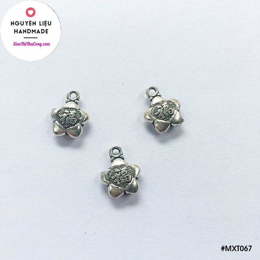 MXT067 - Mặt xi trắng hình ngôi sao khắc chữ may mắn - Bịch 7 cái/10gr