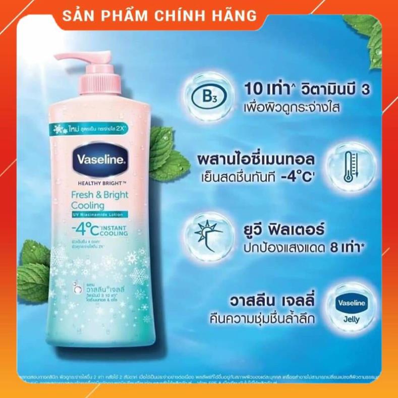 [HÀNG CHÍNH HÃNG] Sửa Dưỡng Thể VASELINE FRESH & BRIGHT COOLING -4C chai to 525ml Thái Lan dưỡng ẩm trắng da chống nắng | BigBuy360 - bigbuy360.vn