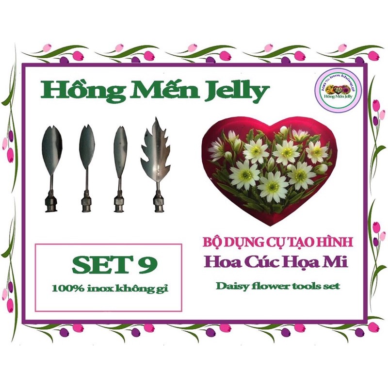 Bộ Dụng cụ làm thạch 3D thiết kế Theo các Mẫu Hoa như thật gồm 4Kim