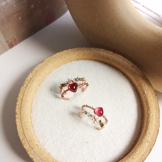 Open Love Ring Ladies Fashion New Elegant Rose Gold Ring Love-shaped Diamond Fairy Powder Joint Ring Flower Female Accessories Jewelry