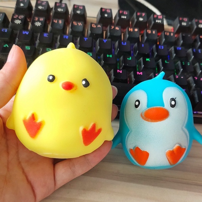 Squishy Mochi Thú Bóp Mềm Mịn Hình Con Gà Vàng Chim Cánh Cụt Xanh Ếch Xanh Nhím Nâu cực đáng yêu mochi sl
