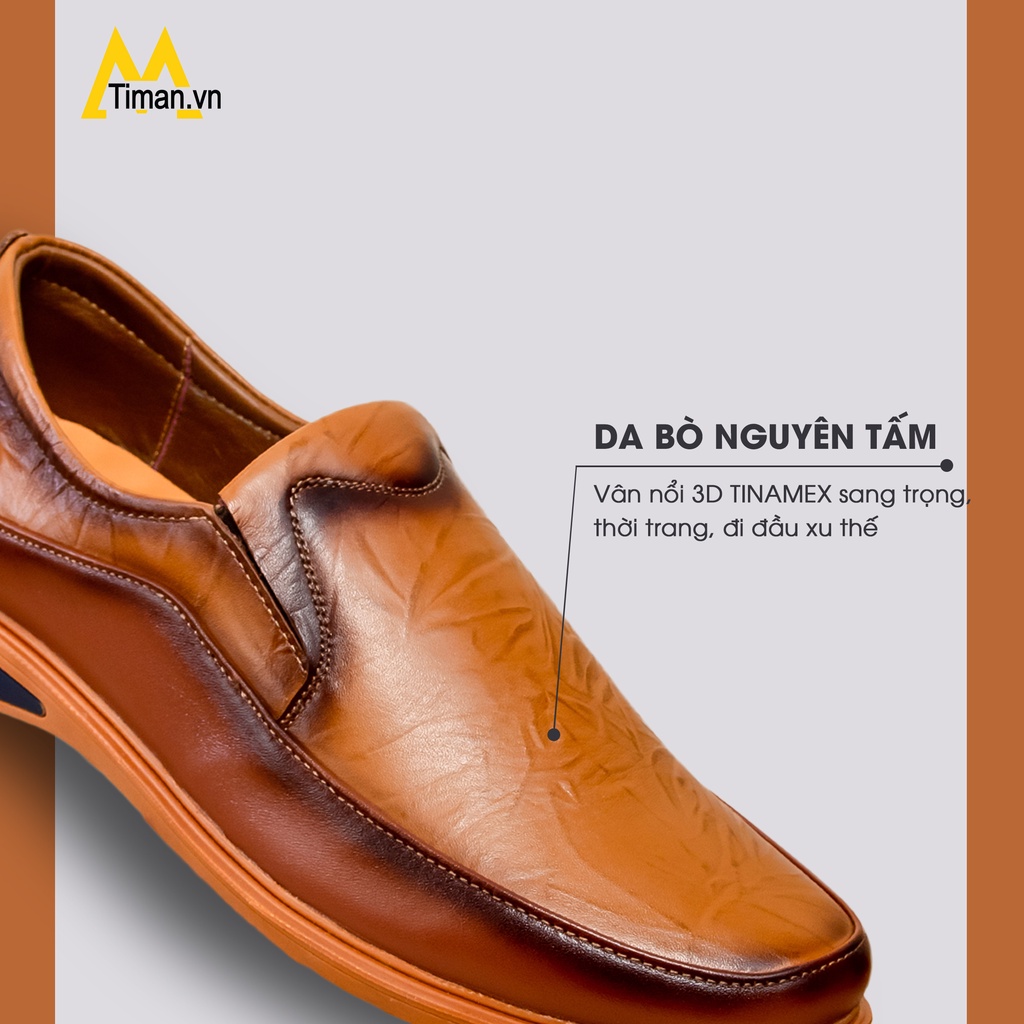Giày nam lười chất liệu da bò tây đẹp phong cách công sở thiết kế mọi cao cấp bảo hành 5 năm NK36 TIMAN