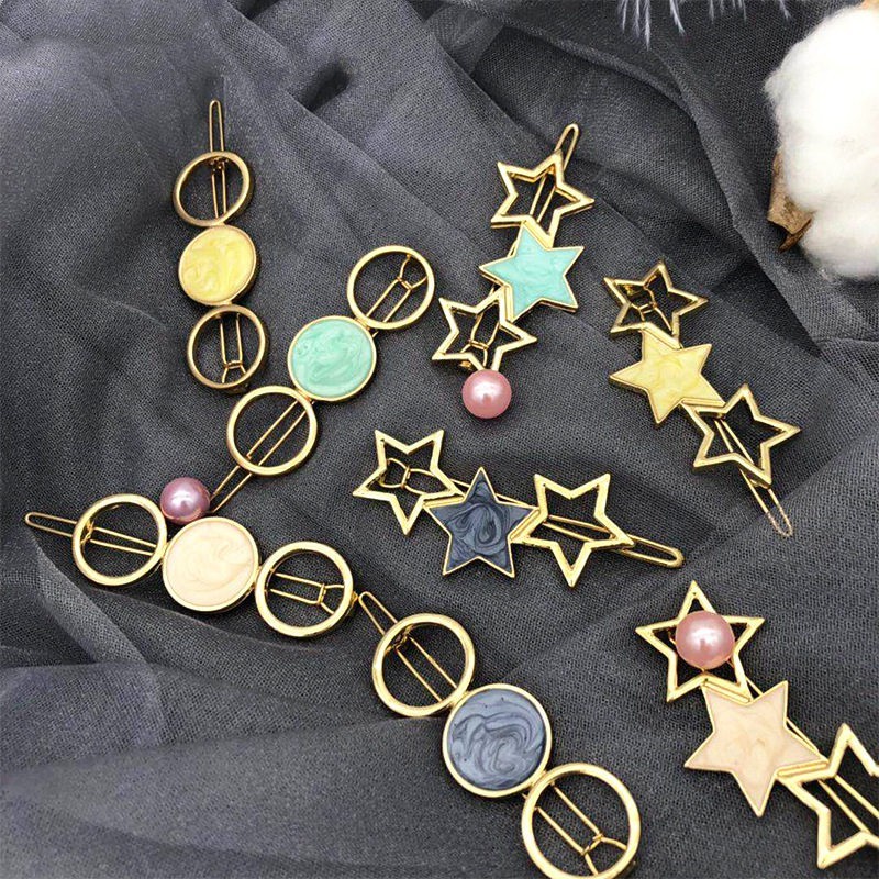 Korean version star and round hairpin B841