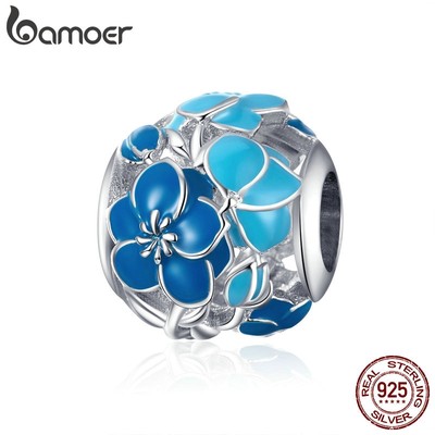 Hạt Xâu Bamoer BSC087 Hình Tròn Bằng Chất Liệu Bạc 925 Phong Cách Châu Âu Sang Trọng