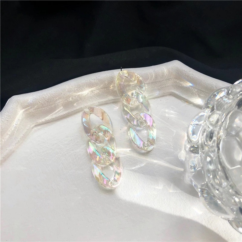 [Fashion Korean Transparent Acrylic Chains Stud Earrings ] [Ladies Elegant Studs Earrings] [Korean INS Simple Style Bridal Wedding Party Ear Jewelry]