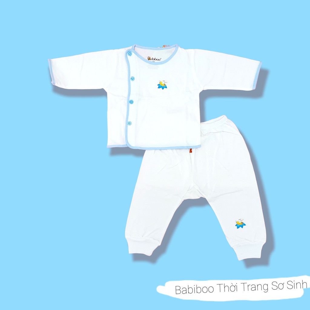 Bộ cotton sơ sinh bác sỹ dài hiệu Babiboo BBC27