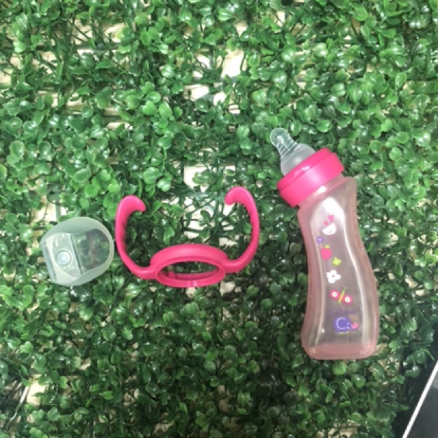 BÌNH SỮA NHỰA PES CỔ NGHIÊNG CHỐNG ĐẦY HƠI BABUU BABY KÈM TAY CẦM 90L/180ML  NHẬT BẢN