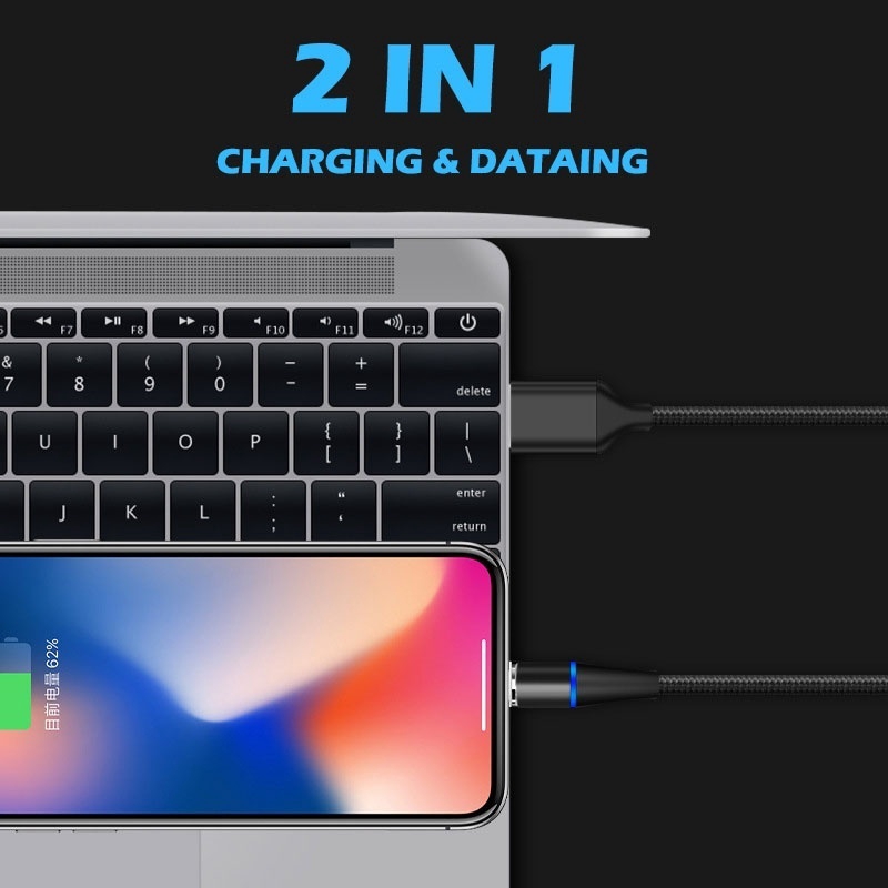 TBTIC Cáp sạc nhanh từ tính 3A đồng bộ hóa dữ liệu Micro USB Lightning Type-C cho iPhone X Huawei P30 PRO LITE Samsung S10