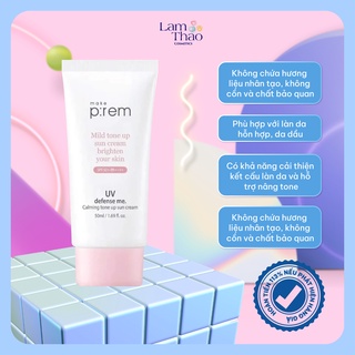 Kem Chống Nắng Nâng Tone Make P:rem UV Defense Me Calming Tone Up Sun Cream SPF50+ PA++++ 50ml