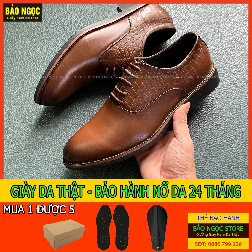 Giày Tây Nam Công Sở Da Bò Cao Cấp - Thiết Kế Dây Buộc Trẻ Trung - Bảo Hành Nổ Da 12 Tháng