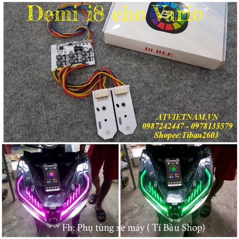Audi Demi i8 hiệu ứng cho Vario 125/ 150 - bảng mạch chỉnh app 7 màu