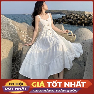 Váy Maxi 2 Dây Khuy Gỗ Hàng Quảng Châu M6960-Violet