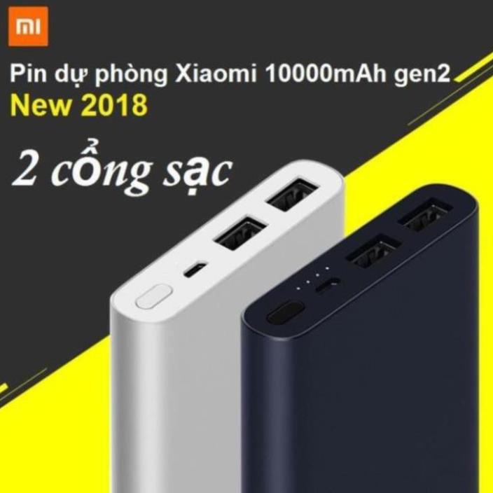 Pin sạc dự phòng Xiaomi 10000mAh gen 2S 2 Cổng USB Hỗ Trợ QC 3.0 Bh 6 tháng 🎯 GIÁ SỈ🎯 [vthm9]