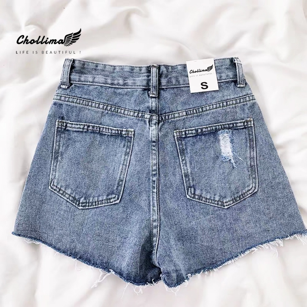 Quần short jeans nữ Chollima tua lai rách QS026 ulzzang phong cách hàn quốc trẻ trung năng động