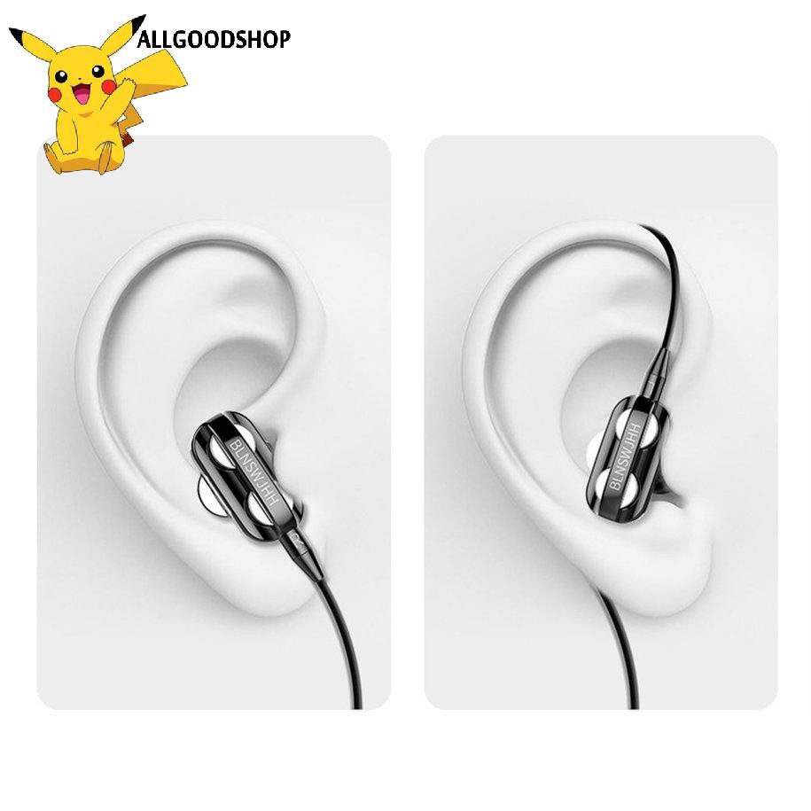 [Goodshop]  Earbuds 3D Stereo Dual Driver Music Earphone Strong Bass HIFI Sport In-Ear Headphone Smart Phone Headphone Wired Tuning