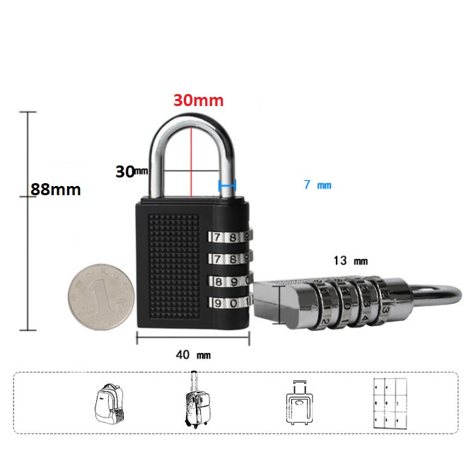 Ổ Khóa Số 4 Mã Không Cần Chìa Đổi Mã Số Tùy Ý