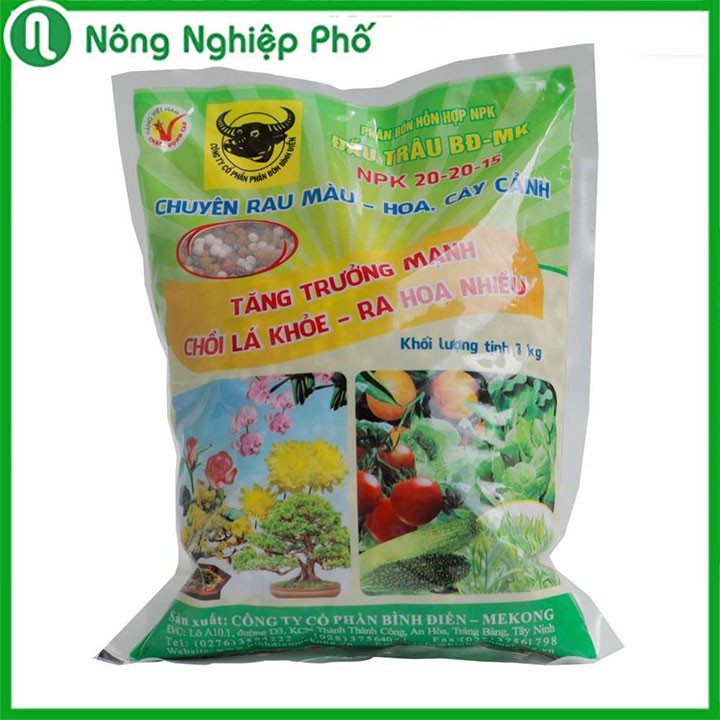 Phân Bón Đầu Trâu BĐ - MK NPK 20-20-15 Chuyên Cho Rau Màu & Hoa Kiểng Túi 1 Kg