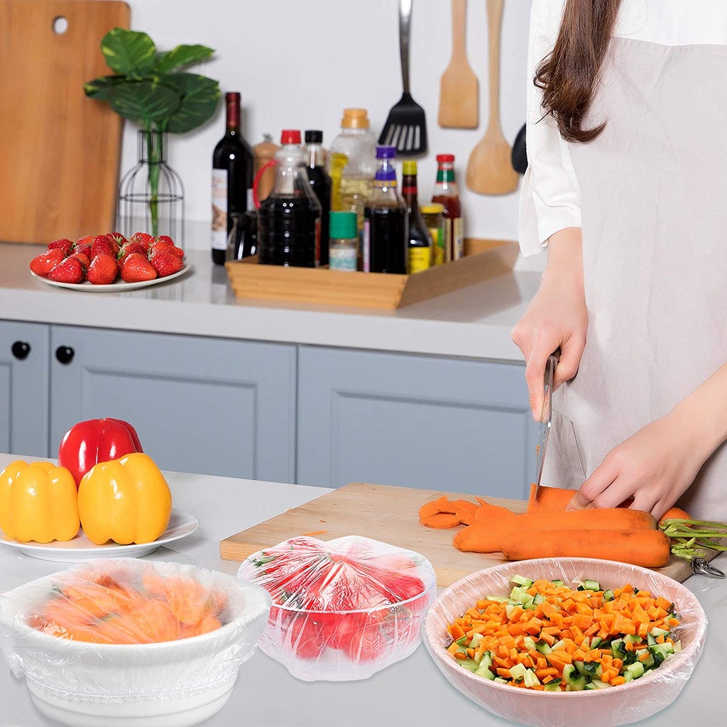 Set 100 Tấm Nhựa Co Giãn Bọc Bảo Quản Thực Phẩm Trong Tủ Lạnh Chống Ăn Mòn
