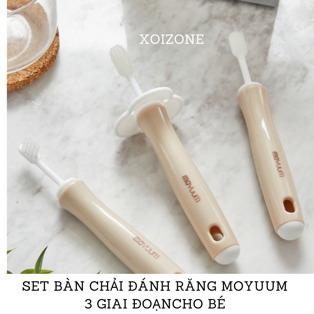 Set bàn chải đánh răng 3 giai đoạn Moyuum Hàn quốc cho bé