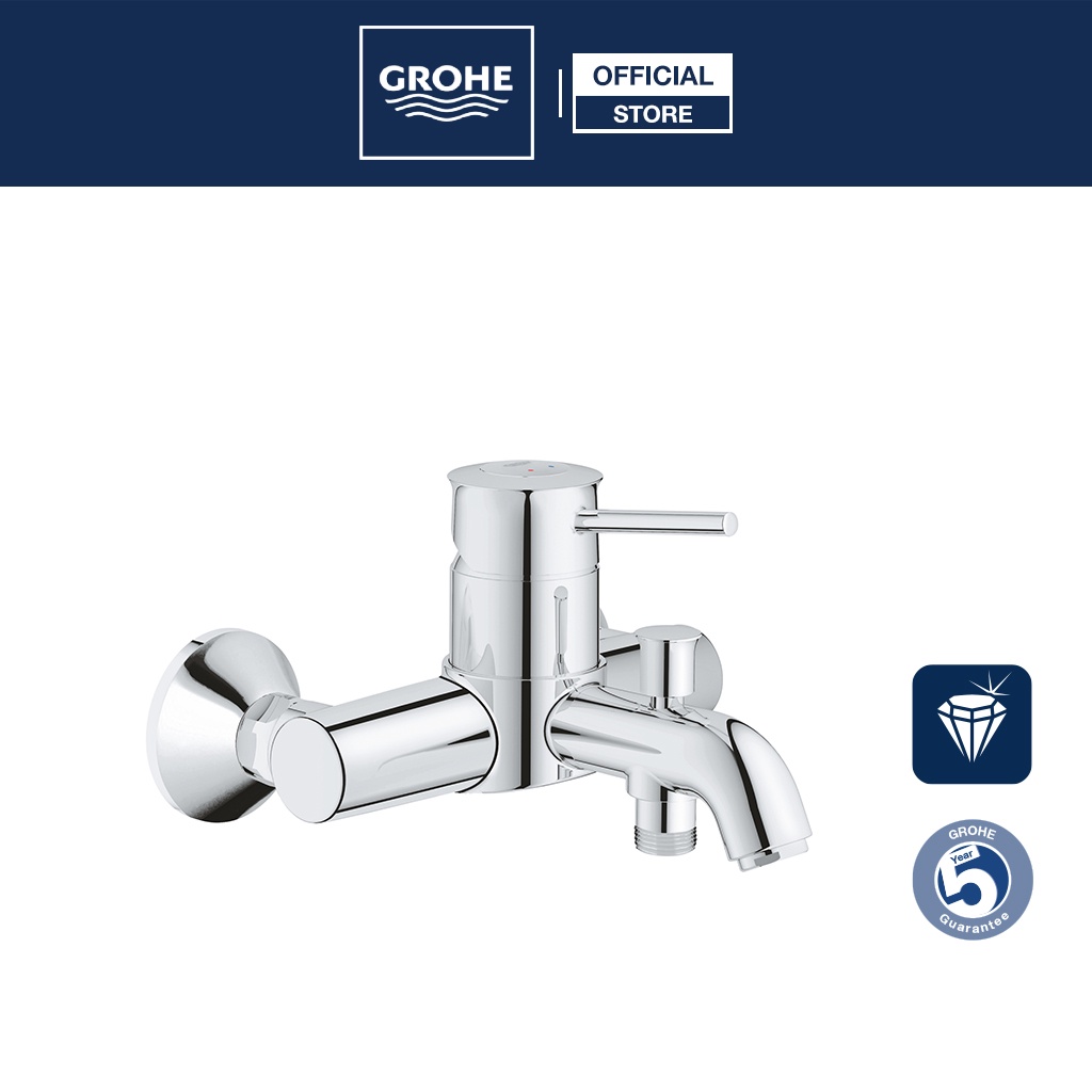 Bộ trộn nổi GROHE BauClassic 2 chế độ Gồm Sen Tắm và vòi xả bồn Bề Mặt Mạ Chrome 32865000