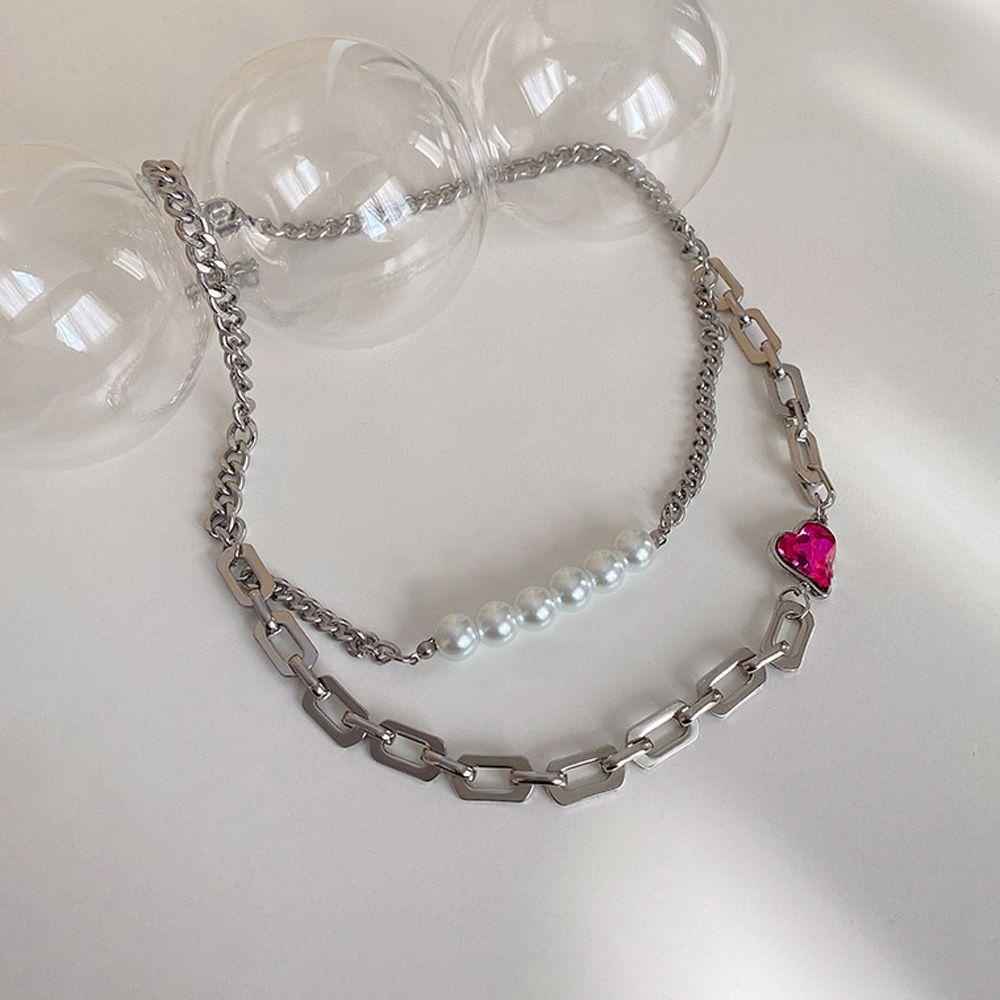 AROMA Vòng cổ Hai Lớp Mặt Trái Tim Dễ Thương Thời Trang Thu Đông