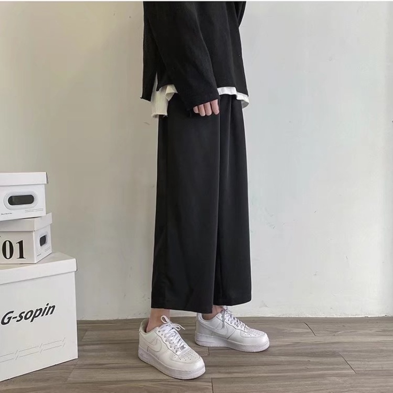 Quần ống rộng Màu Trơn Dễ Phối Đồ Thời Trang Phong Cách Hàn Quốc Cho Nam