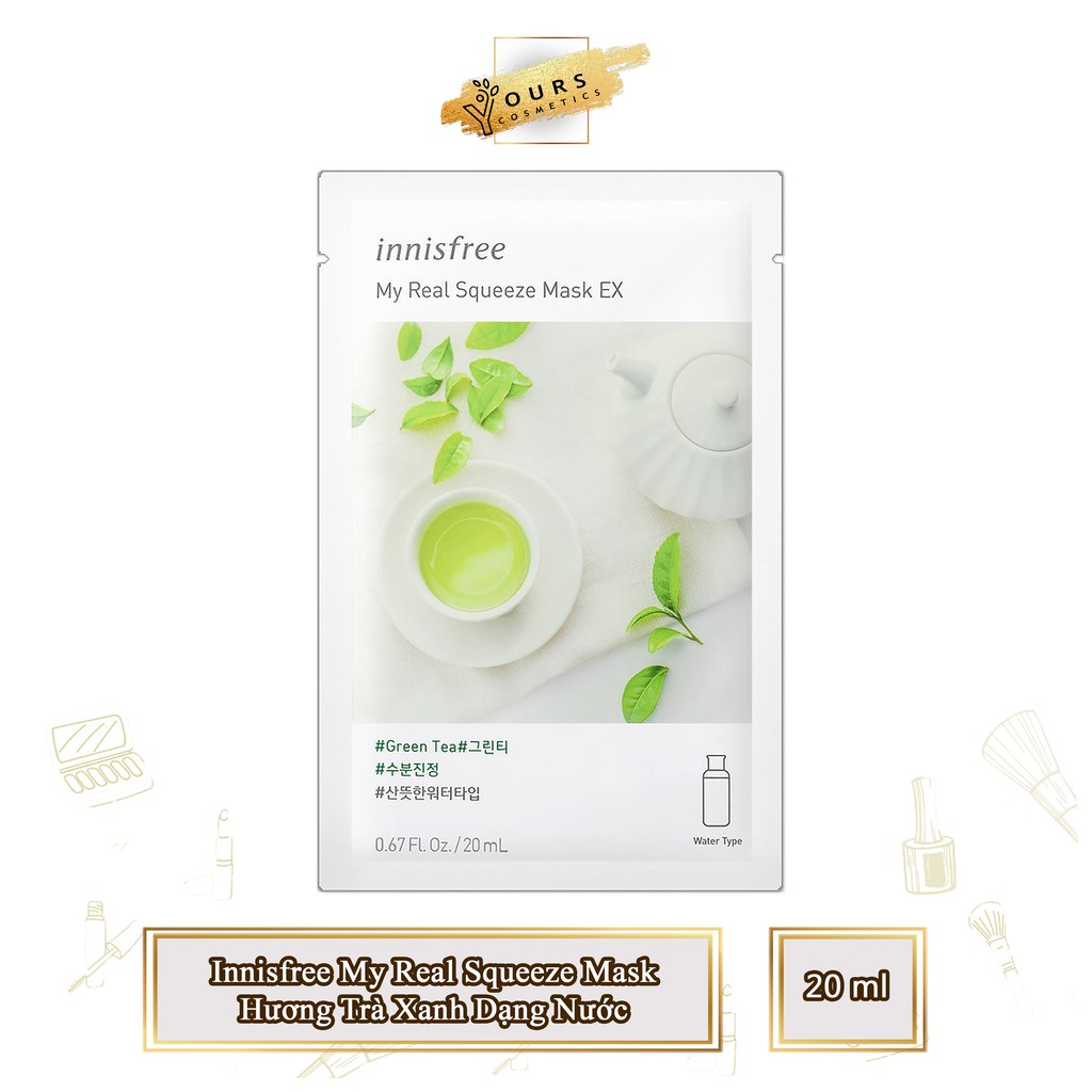 [Auth Hàn] Mặt Nạ Giấy Innisfree My Real Squeeze Mask Trà Xanh Chống Oxi Hóa và Làm Dịu Da