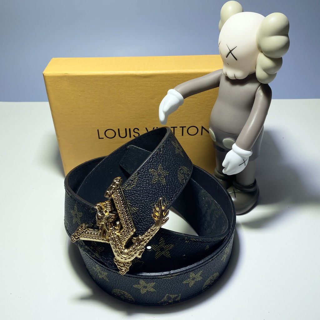 Thắt lưng 🎗️ FULLBOX BILL GIẤY GÓI 🎗️ Dây lưng Dây nịt Belt Da Hoa Thị Louis Vuitton mặt rồng vàng IB