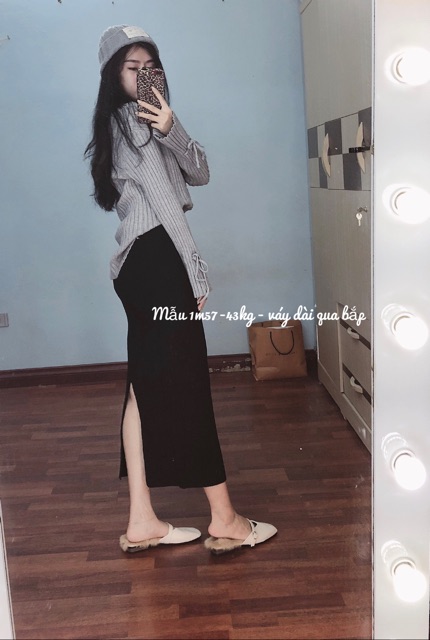 CHÂN VÁY LEN DÀI XẺ SAU CHẤT ĐẸP CÓ SẴN | BigBuy360 - bigbuy360.vn