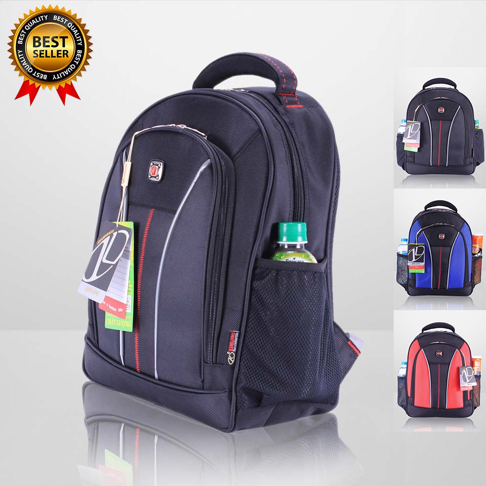 Balo học sinh, balo học sinh cấp 2, balo học sinh cấp 3, có dây phản quang, bền, chống nước KL23 đen